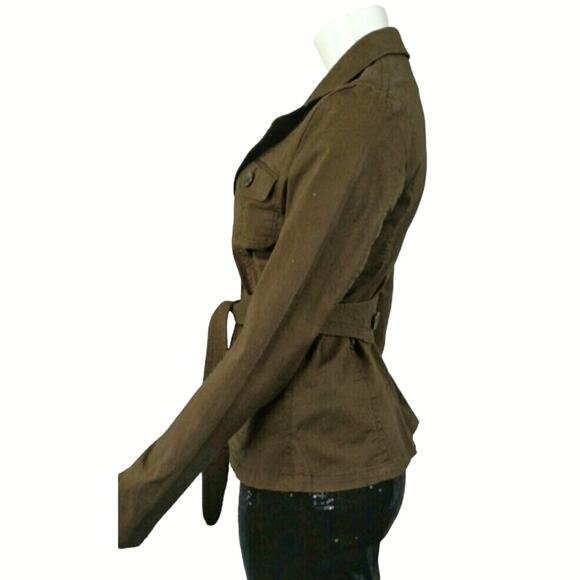 H&M Brown Cargo Utility Jacket Size 10 Wrap Blazer Office Wear Academia  Casual - Picture 7 of 8